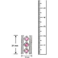 Mahi Swarovski Crystals Pink Square Earrings
