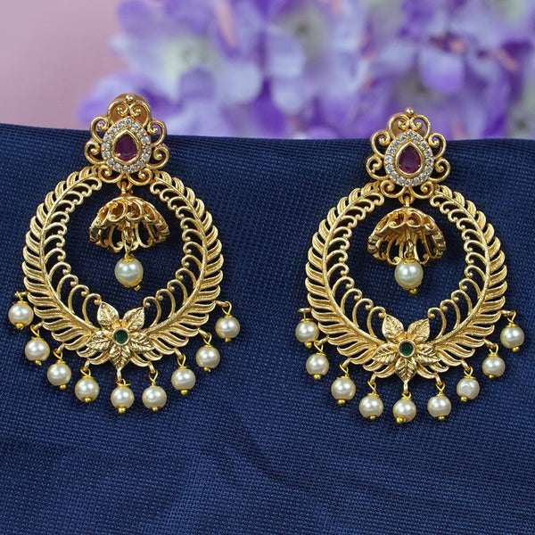 Diksha Collection Gold Plated Pota Stone Dangler Earrings