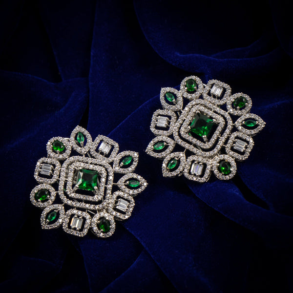 Nipura Emerald Asymmetric French clip earrings