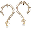 Tip Top Fashions White Austrian Stone Gold Plated Ear Cuff - 1303810