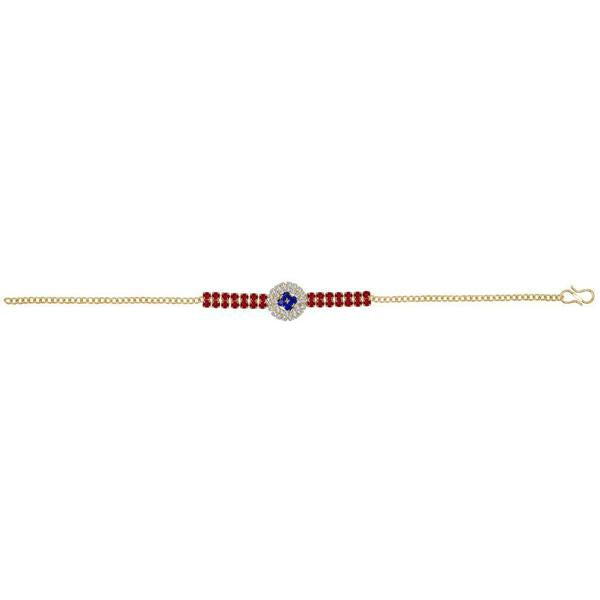 Tip Top Fashions Red And Blue Austrian Stone Gold Plated Bracelet - 1401708