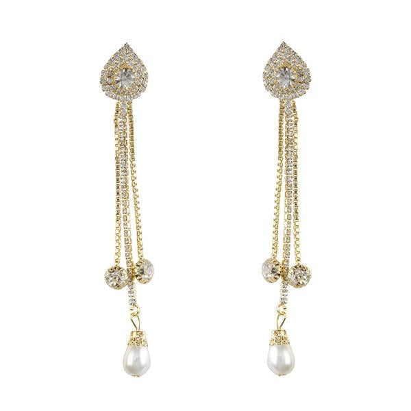 Tip Top Fashions Austrian Stone Gold Plated Dangler Earrings - 1303309