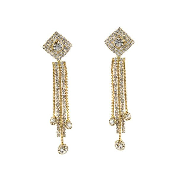 Tip Top Fashions Austrian Stone Gold Plated Dangler Earrings - 1303310