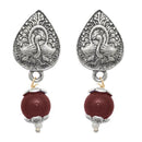 The99jewel Pearl Drop Antique Silver Plated Duck Design Earring - 1309001F