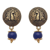 The99jewel Pearl Drop Antique Peacock Design Earring - 1309003D