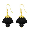 The99jewel Black Pearl Drop Gold Plated Thread Jhumki