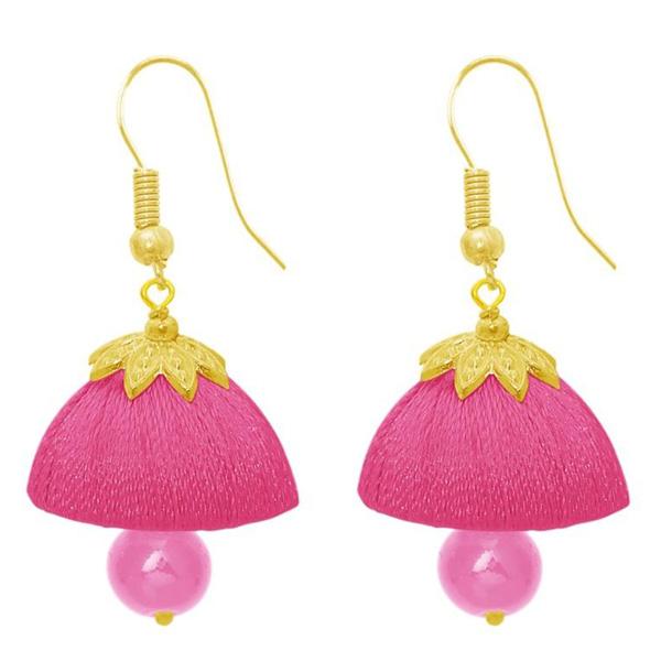 The99Jewel Pink Pearl Drop Gold Plated Pack Of 6 Thread Jhumki