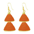 The99Jewel Orange Gold Plated Double Jhumki Thread Earring - 1309016G