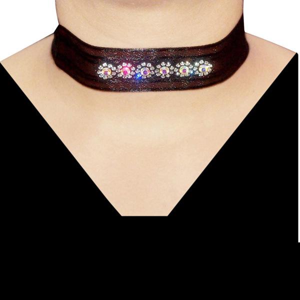 Jeweljunk Black Lace Stone Adjustable Choker Necklace - 1108628