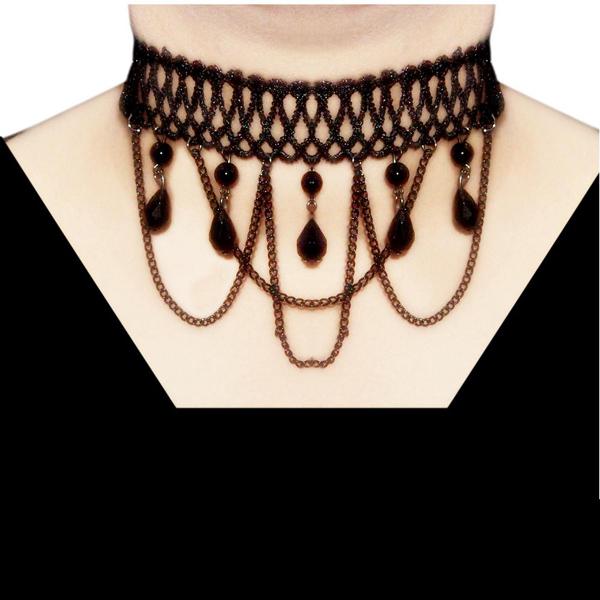 Jeweljunk Black Lace Adjustable Tattoo Choker Necklace - 1108633