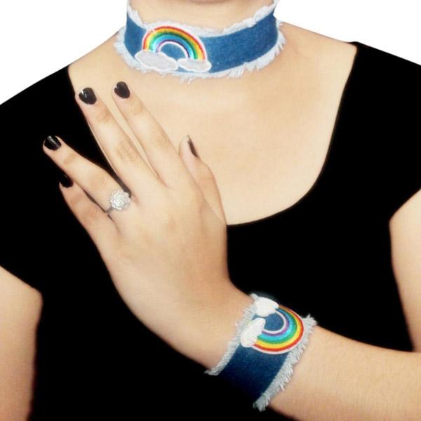 Jeweljunk Denim Choker Necklace With Bracelet - 1108605