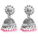 Jeweljunk Oxidised Plated Beads Austrian Stone Jhumki Earrings - 1311019E