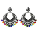 Jeweljunk Rhodium Plated Multi Beads Chandbali Earring - 1311006C