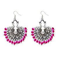 Jeweljunk Beads Silver Plated Afghani Dangler Earrings - 1311208E