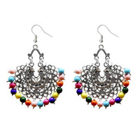 Jeweljunk Beads Silver Plated Afghani Dangler Earrings - 1311208F