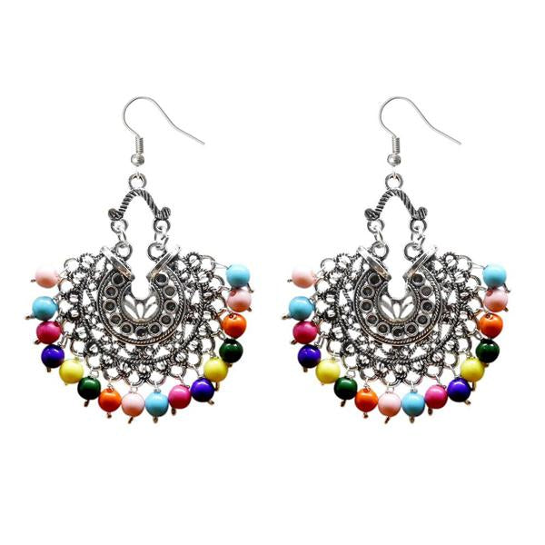 Jeweljunk Beads Silver Plated Afghani Dangler Earrings - 1311208F