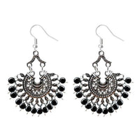 Jeweljunk Silver Plated Beads Afghani Dangler Earrings - 1311209D
