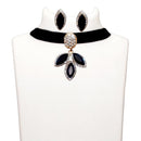 Jeweljunk Black Stone Gold Plated Choker Necklace Set - 1108724C