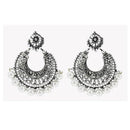 Jeweljunk Silver Plated White Beads Afghani Earrings - 1311022A
