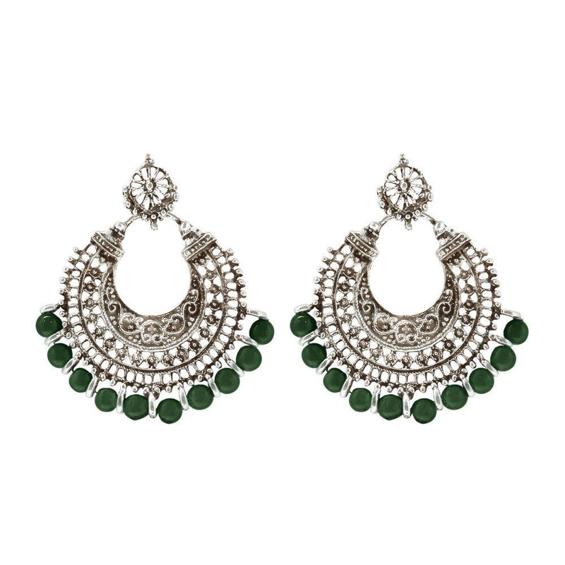 Jeweljunk Beads Silver Plated Afghani Earrings - 1311025D