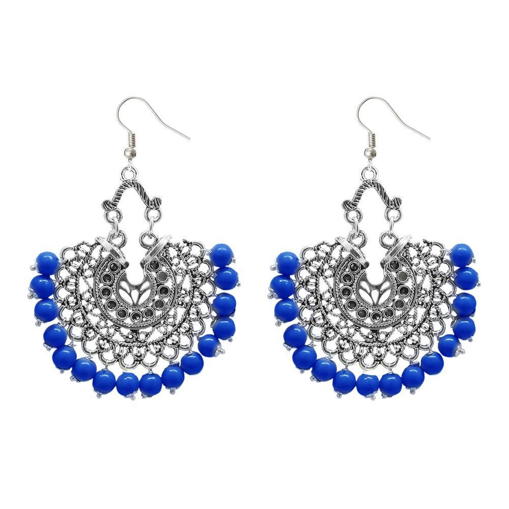 Jeweljunk Blue Beads Afghani Earrings - 1311208M