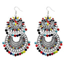 Jeweljunk Rhodium Plated Multi Beads Dangler Earrings - 1311041
