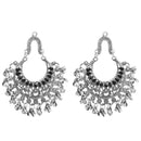 Jeweljunk Black Pota Stone Rhodium Plated Afghani Earrings - 1311028B