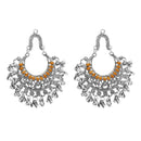 Jeweljunk Orange Pota Stone Rhodium Plated Afghani Earrings - 1311028E