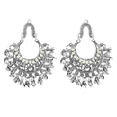 Jeweljunk White Pota Stone Rhodium Plated Afghani Earrings - 1311028H