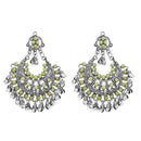Jeweljunk Yellow Pota Stone Rhodium Plated Afghani Earrings - 1311030F