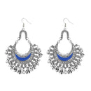 Jeweljunk Blue Meenakari Rhodium Plated Afghani Earrings - 1311033B