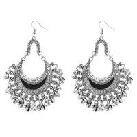 Jeweljunk Black Meenakari Rhodium Plated Afghani Earrings - 1311033C