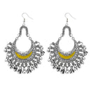 Jeweljunk Yellow Meenakari Rhodium Plated Afghani Earrings - 1311033F