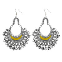 Jeweljunk Yellow Meenakari Rhodium Plated Afghani Earrings - 1311033F