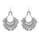 Jeweljunk White Meenakari Rhodium Plated Afghani Earrings - 1311033G