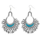 Jeweljunk Blue Meenakari Rhodium Plated Afghani Earrings - 1311033H