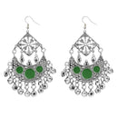 Jeweljunk Green Meenakari Rhodium Plated Afghani Earrings - 1311034D