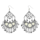 Jeweljunk White Meenakari Rhodium Plated Afghani Earrings - 1311034E
