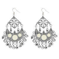 Jeweljunk White Meenakari Rhodium Plated Afghani Earrings - 1311034E