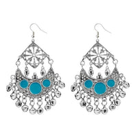 Jeweljunk Blue Meenakari Rhodium Plated Afghani Earrings - 1311034G
