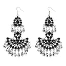 Jeweljunk Black Meenakari Rhodium Plated Afghani Earrings - 1311039C
