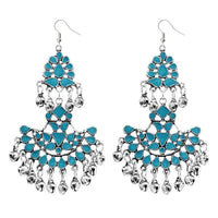 Jeweljunk Blue Meenakari Rhodium Plated Afghani Earrings - 1311039G