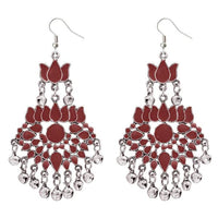 Jeweljunk Maroon Meenakari Afghani Earrings - 1311040A
