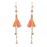 Jeweljunk Orange Gold Plated Thread Earrings - 1310906A