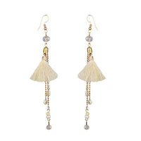 Jeweljunk Gold Plated White Thread Earrings - 1310906D