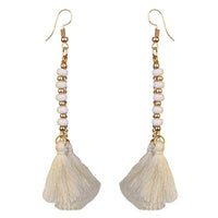 Jeweljunk Gold Plated White Thread Earrings - 1310907A