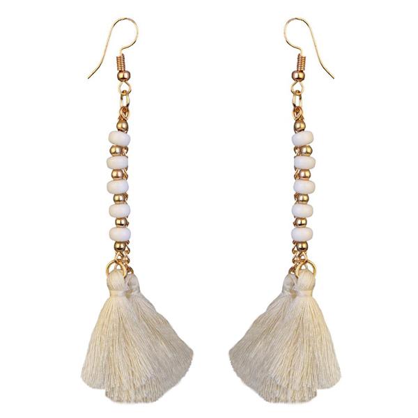Jeweljunk Gold Plated White Thread Earrings - 1310907A