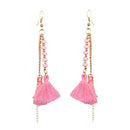 Jeweljunk Gold Plated Pink Thread Earrings - 1310907C