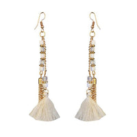 Jeweljunk Gold Plated White Thread Earrings - 1310907D