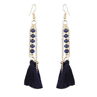 Jeweljunk Gold Plated Blue Thread Earrings - 1310907G